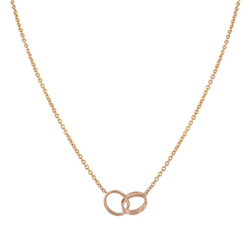 [Garvey ]LOVE NECKLACE DOUBLE RING PINK GOLD