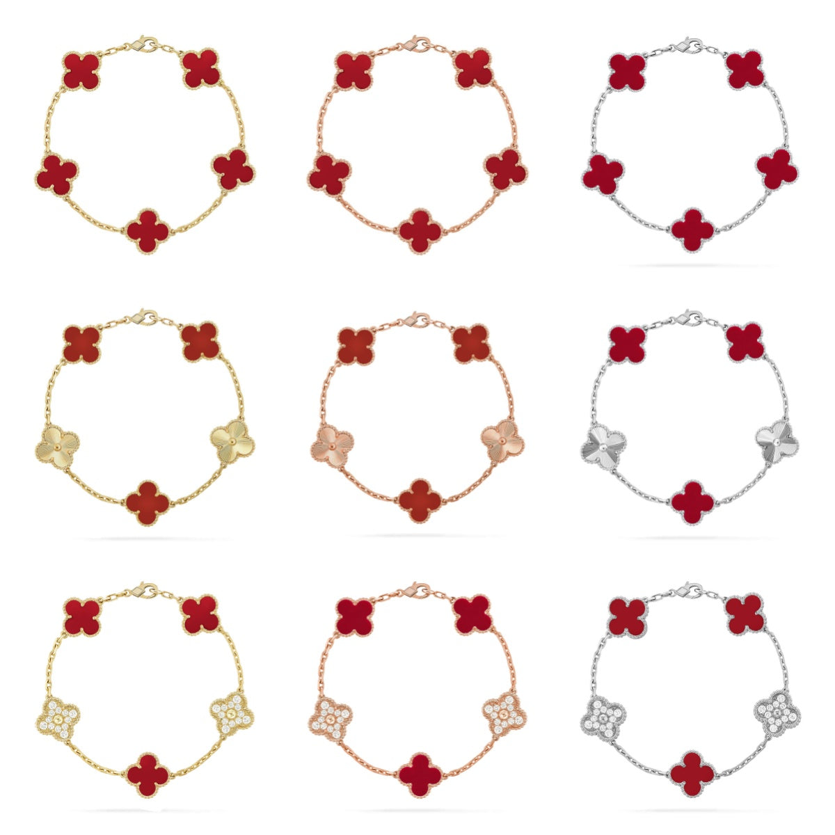[Garvey ] CLOVER 5 MOTIF RED CORNELIAN BRACELET COLLECTION