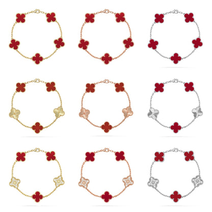 [Garvey ] CLOVER 5 MOTIF RED CORNELIAN BRACELET COLLECTION