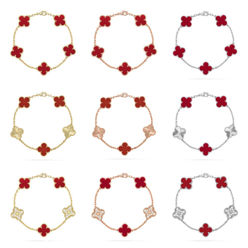 [Garvey ] CLOVER 5 MOTIF RED CORNELIAN BRACELET COLLECTION