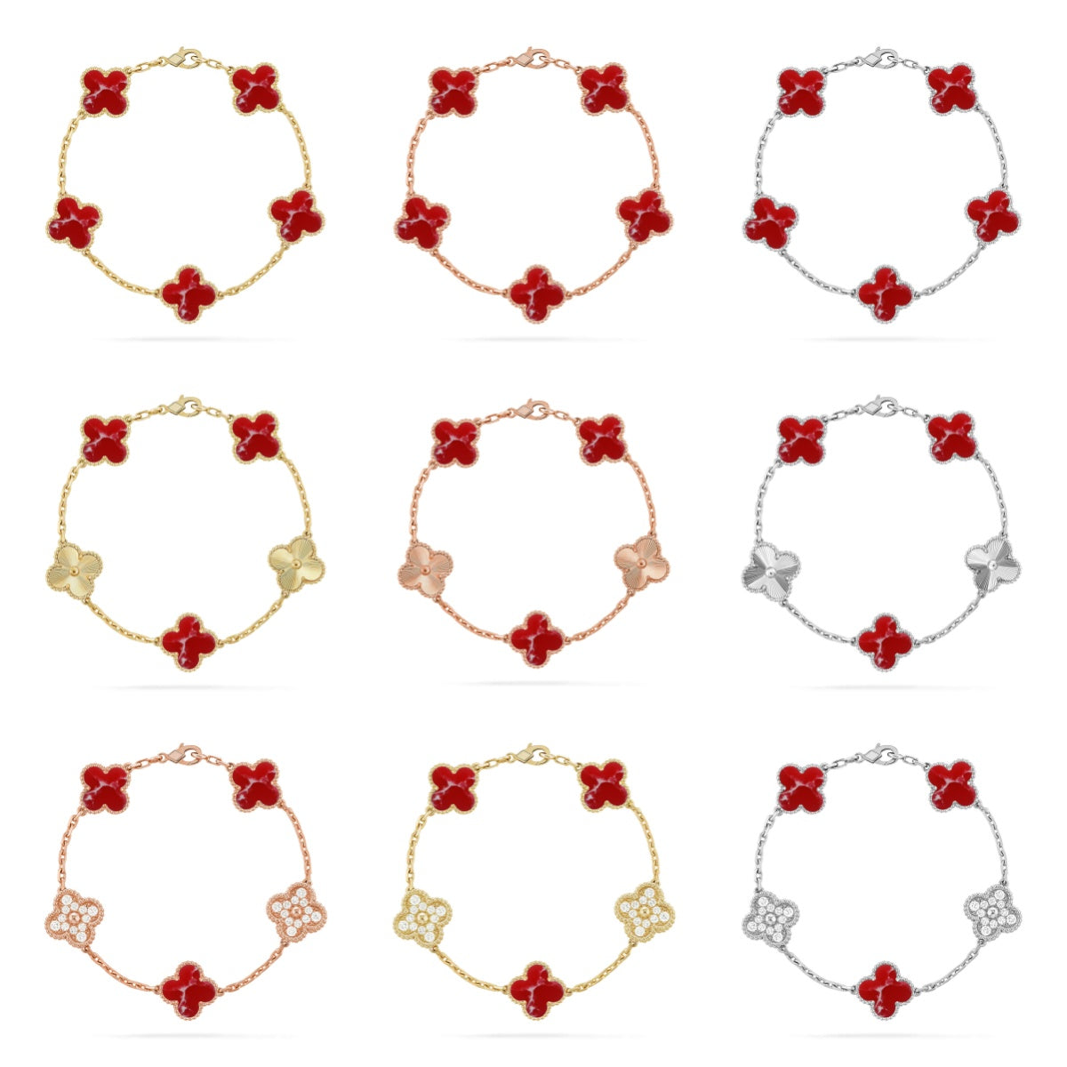 [Garvey ]CLOVER 5 MOTIF RED PATTERN BRACELET COLLECTION