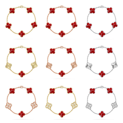 [Garvey ]CLOVER 5 MOTIF RED PATTERN BRACELET COLLECTION