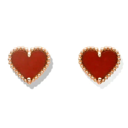 [Garvey ]HEART CARNELIAN STUD EARRINGS