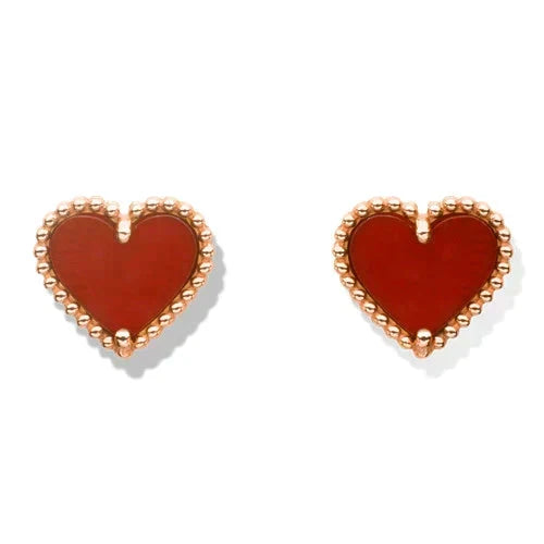 [Garvey ]HEART CARNELIAN STUD EARRINGS