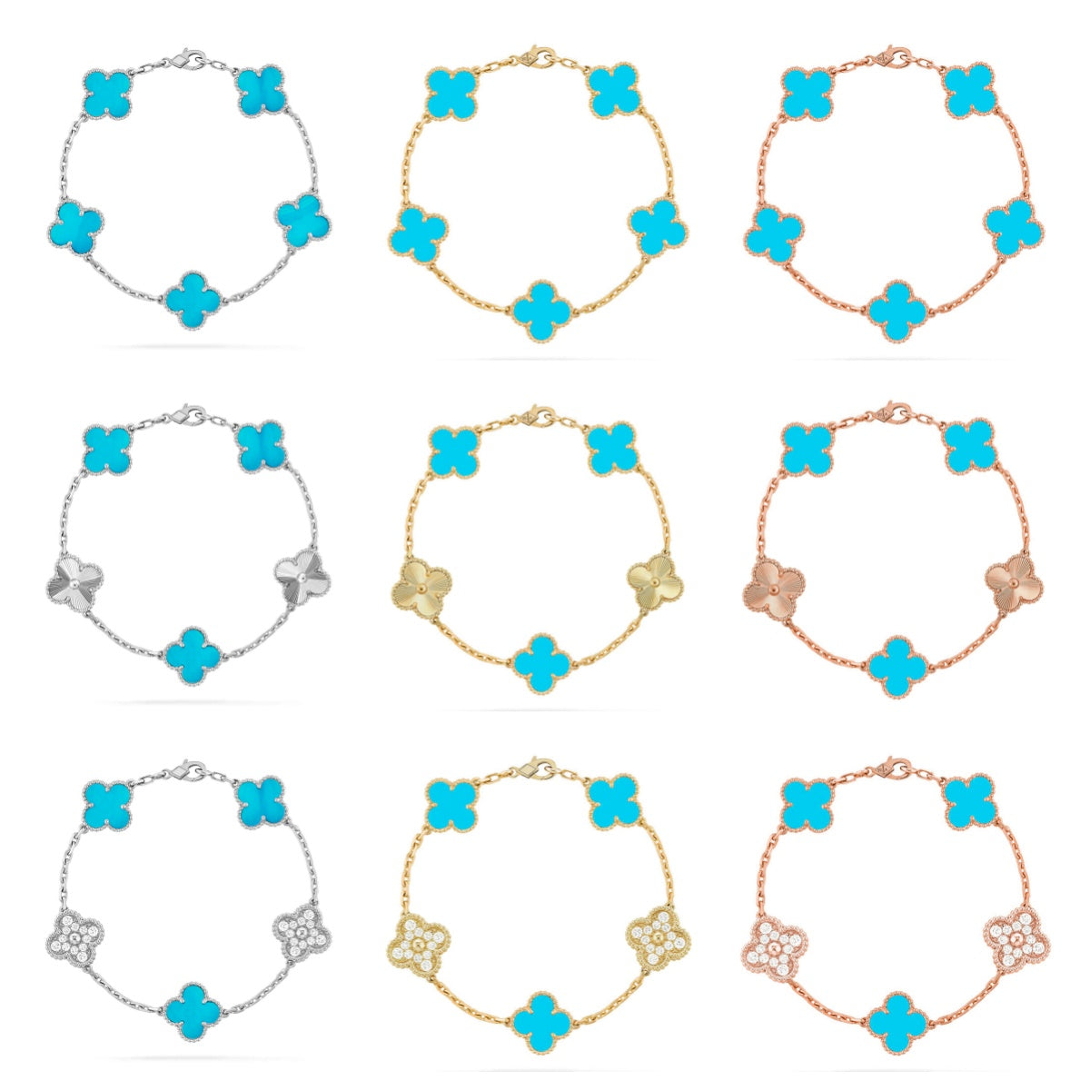 [Garvey ] CLOVER 5 MOTIF TURQUOISE BRACELET COLLECTION