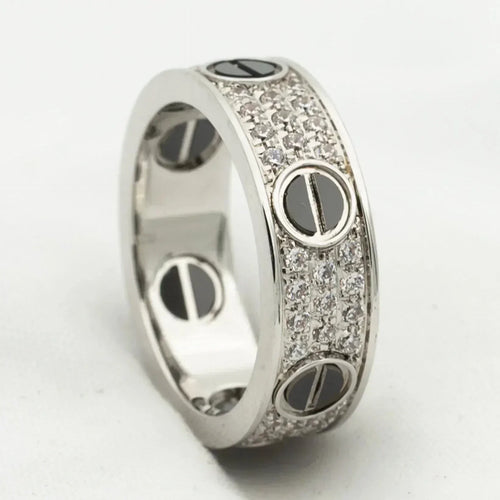 [Garvey ]LOVE RING 5.5MM DIAMONDS PAVED CERAMIC