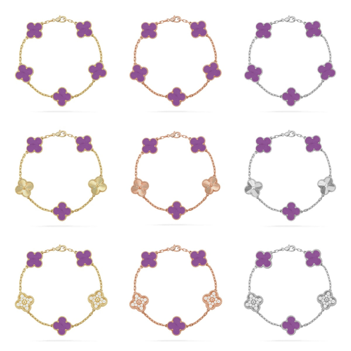 [Garvey ] CLOVER 5 MOTIF VIOLET BRACELET COLLECTION