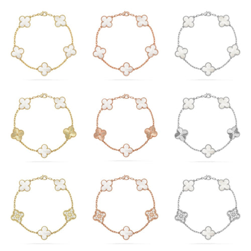 [Garvey ]CLOVER WHITE PEARL MOP 5 MOTIF BRACELET COLLECTION