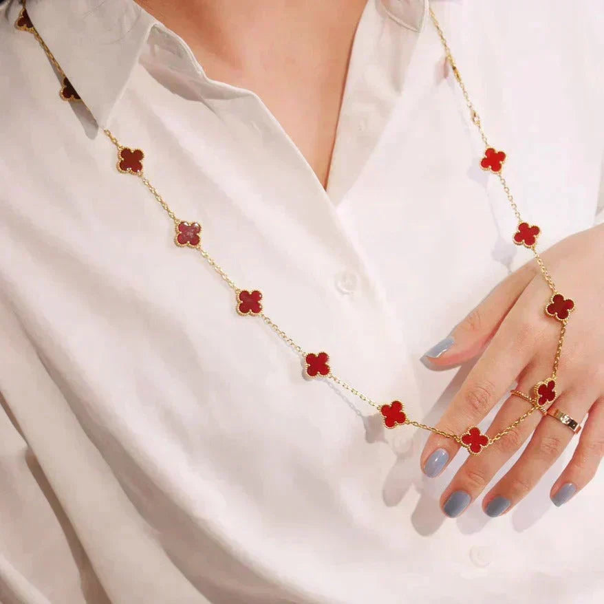 [Garvey ]CLOVER 20 MOTIFS CARNELIAN NECKLACE