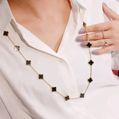 [Garvey ]CLOVER 20 MOTIFS ONYX NECKLACE
