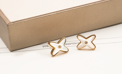 [Garvey ]JEUX DE WHITE MOP ROSE GOLD DIAMOND EARRINGS