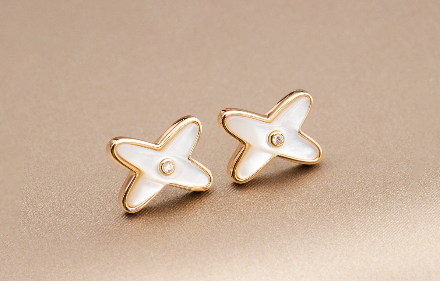 [Garvey]JEUX DE WHITE MOP ROSE GOLD DIAMOND EARRINGS