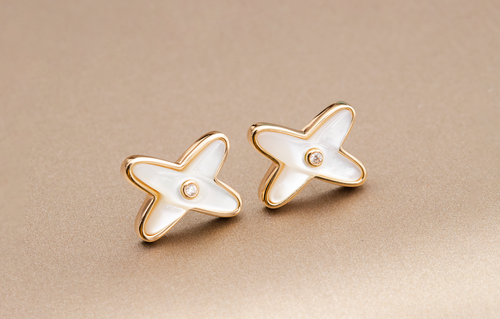 [Garvey ]JEUX DE WHITE MOP ROSE GOLD DIAMOND EARRINGS