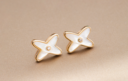 [Garvey]JEUX DE WHITE MOP ROSE GOLD DIAMOND EARRINGS
