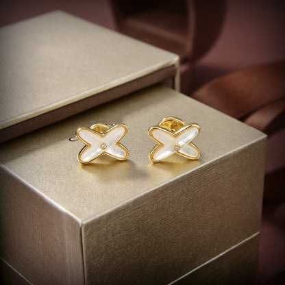 [Garvey]JEUX DE WHITE MOP GOLD DIAMOND EARRINGS