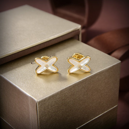 [Garvey]JEUX DE WHITE MOP GOLD DIAMOND EARRINGS
