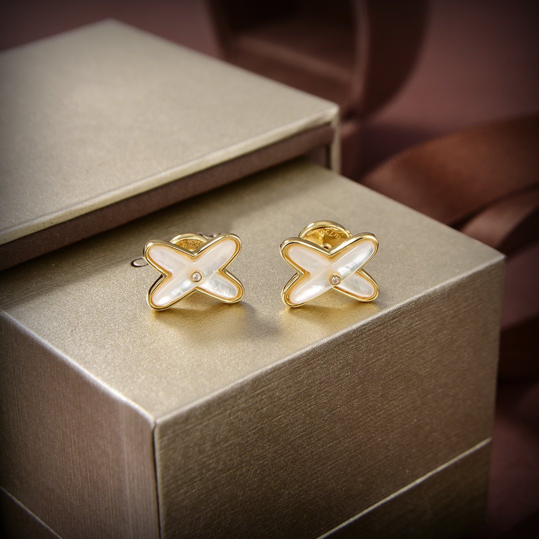 [Garvey ]JEUX DE WHITE MOP GOLD DIAMOND EARRINGS