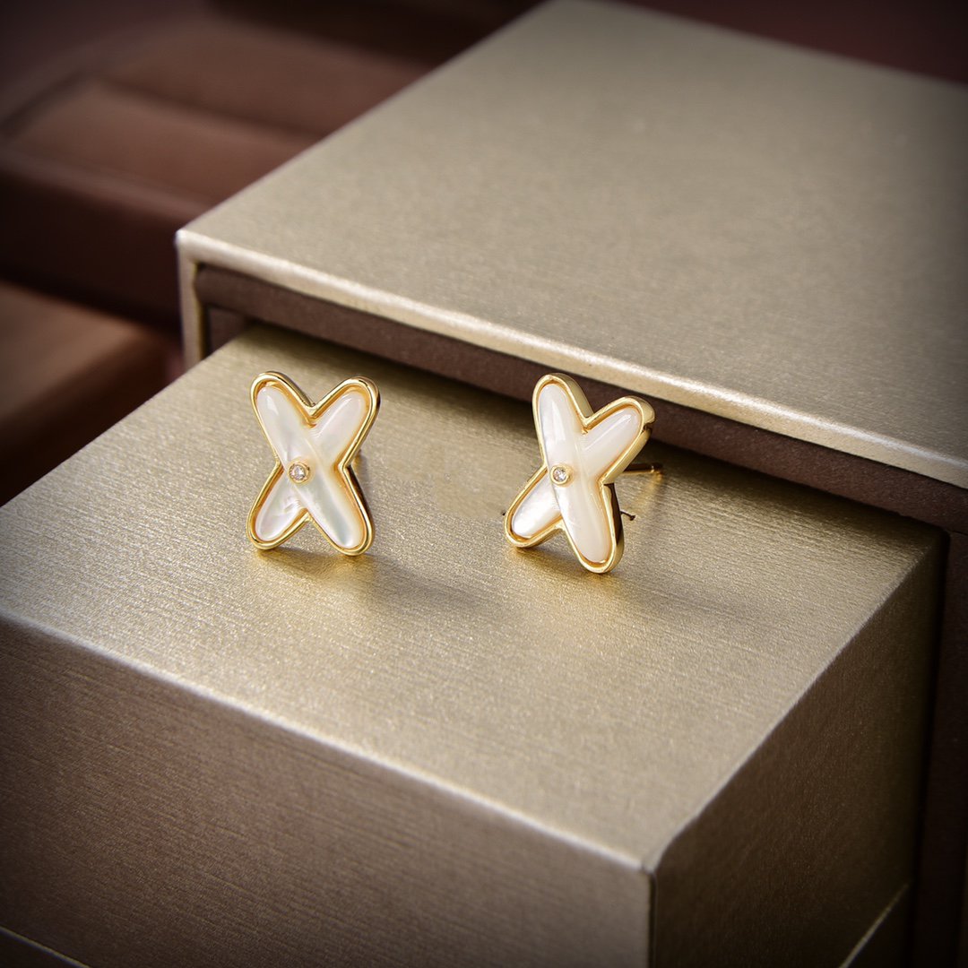 [Garvey]JEUX DE WHITE MOP GOLD DIAMOND EARRINGS