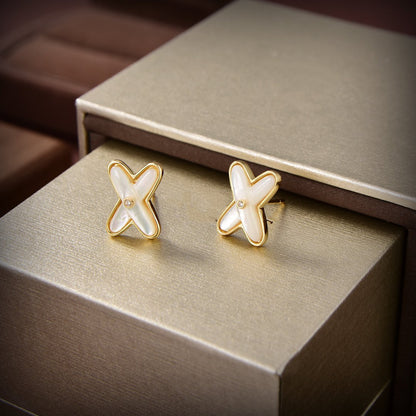 [Garvey]JEUX DE WHITE MOP GOLD DIAMOND EARRINGS