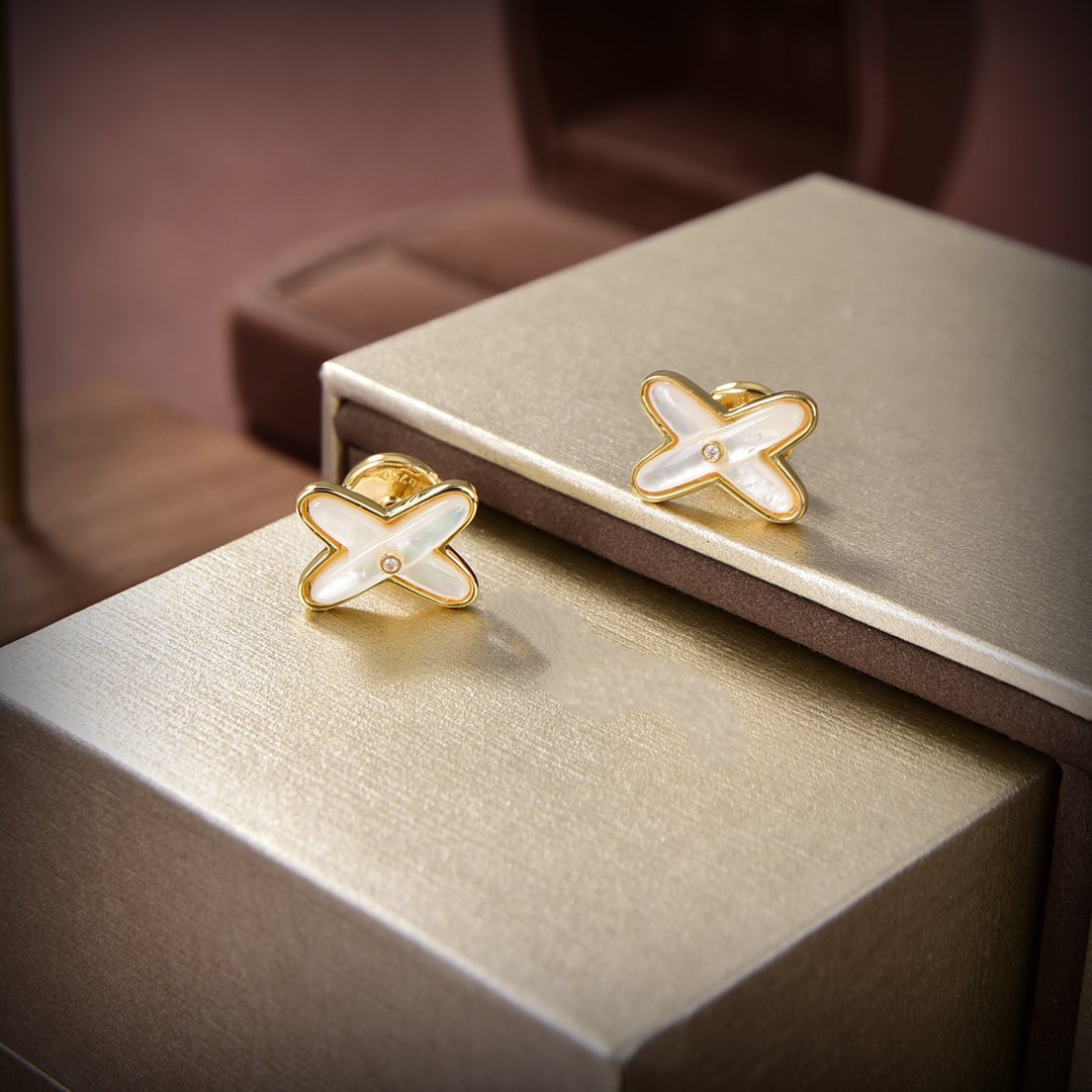 [Garvey ]JEUX DE WHITE MOP GOLD DIAMOND EARRINGS