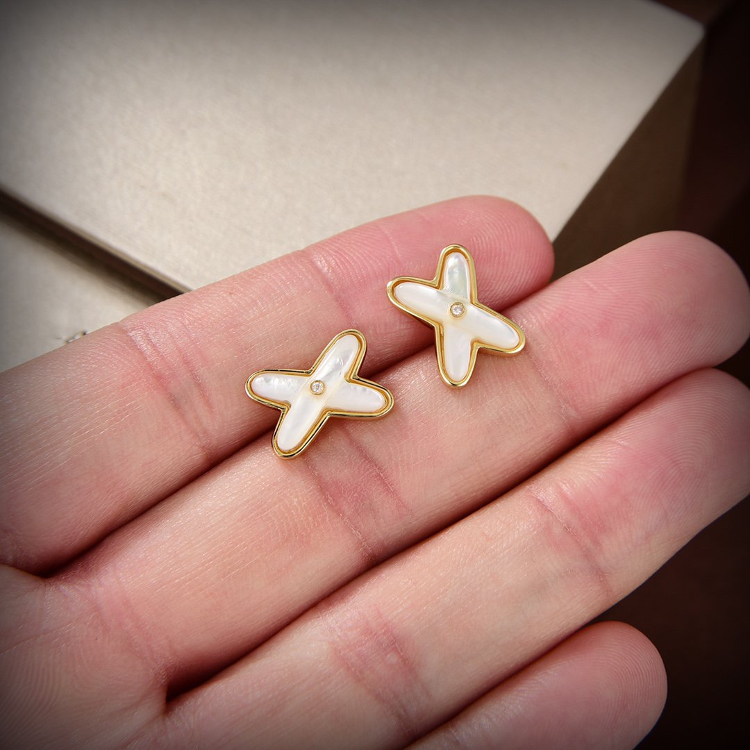 [Garvey ]JEUX DE WHITE MOP GOLD DIAMOND EARRINGS