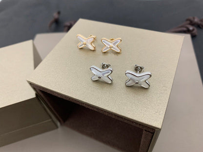 [Garvey ]JEUX DE WHITE MOP SILVER DIAMOND EARRINGS