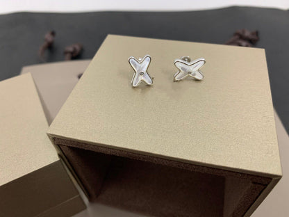[Garvey ]JEUX DE WHITE MOP SILVER DIAMOND EARRINGS