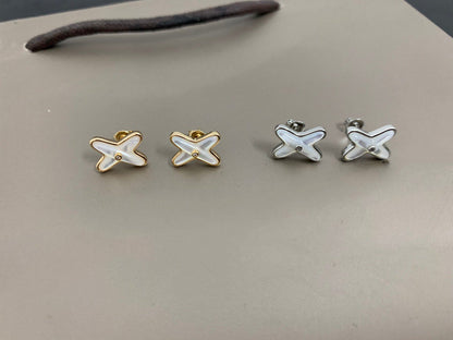 [Garvey ]JEUX DE WHITE MOP SILVER DIAMOND EARRINGS