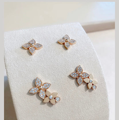 [Garvey ]STAR BLOSSOM STUD EARRINGS PINK GOLD DIAMONDS