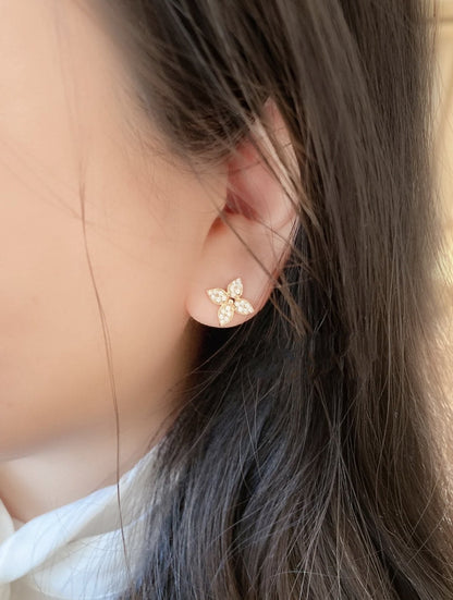 [Garvey ]STAR BLOSSOM STUD EARRINGS PINK GOLD DIAMONDS