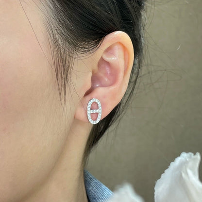 [Garvey ]HM FULL DIAMOND PIG NOSE STUD EARRINGS
