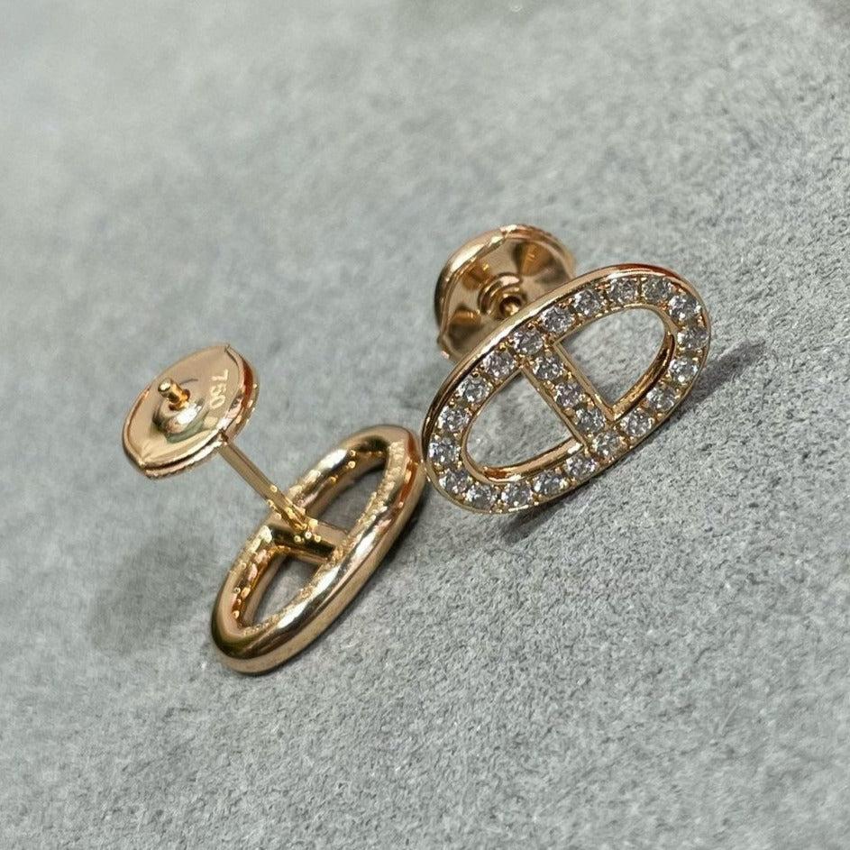 [Garvey ]HM FULL DIAMOND PIG NOSE STUD EARRINGS