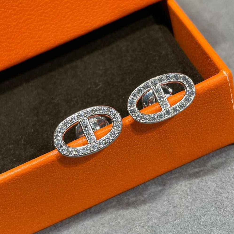 [Garvey ]HM FULL DIAMOND PIG NOSE STUD EARRINGS
