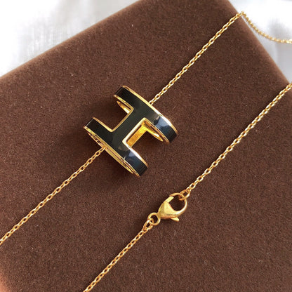 [Garvey ]HM CLIC BLACK ENAMEL GOLD NECKLACE