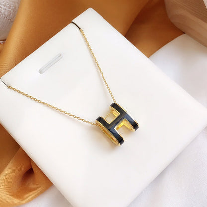 [Garvey ]HM CLIC BLACK ENAMEL GOLD NECKLACE