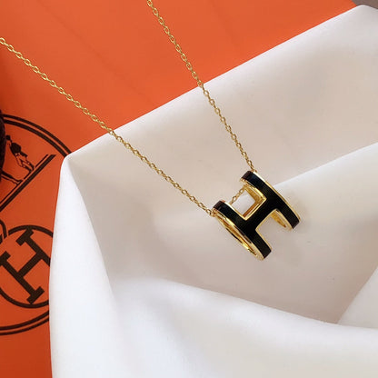 [Garvey ]HM CLIC BLACK ENAMEL GOLD NECKLACE