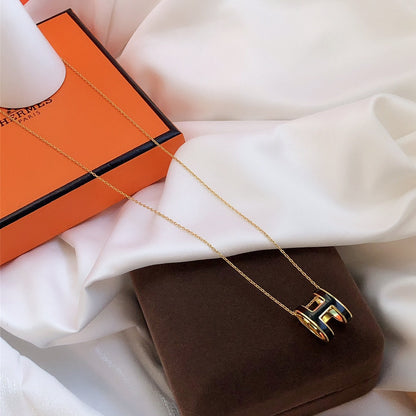 [Garvey ]HM CLIC BLACK ENAMEL GOLD NECKLACE