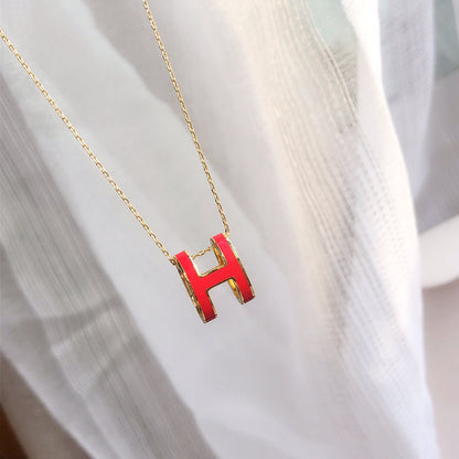 [Garvey]HM CLIC RED ENAMEL GOLD NECKLACE