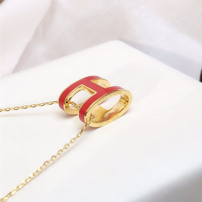 [Garvey ]HM CLIC RED ENAMEL GOLD NECKLACE