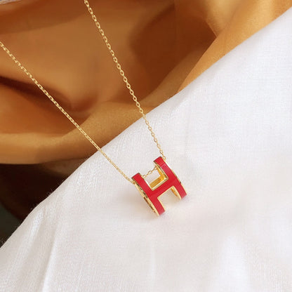 [Garvey ]HM CLIC RED ENAMEL GOLD NECKLACE