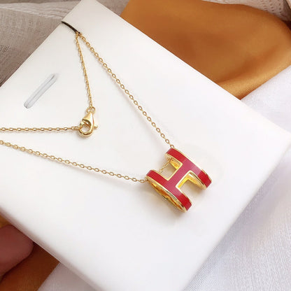[Garvey ]HM CLIC RED ENAMEL GOLD NECKLACE