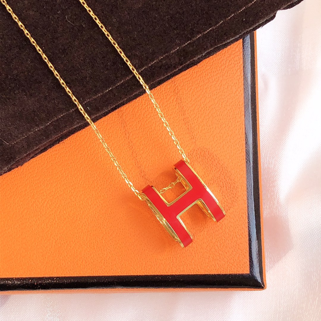 [Garvey ]HM CLIC RED ENAMEL GOLD NECKLACE