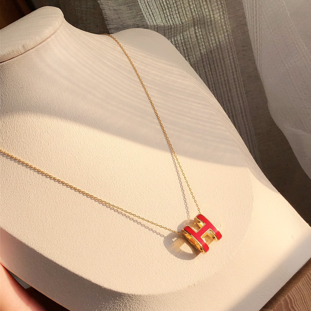 [Garvey]HM CLIC RED ENAMEL GOLD NECKLACE