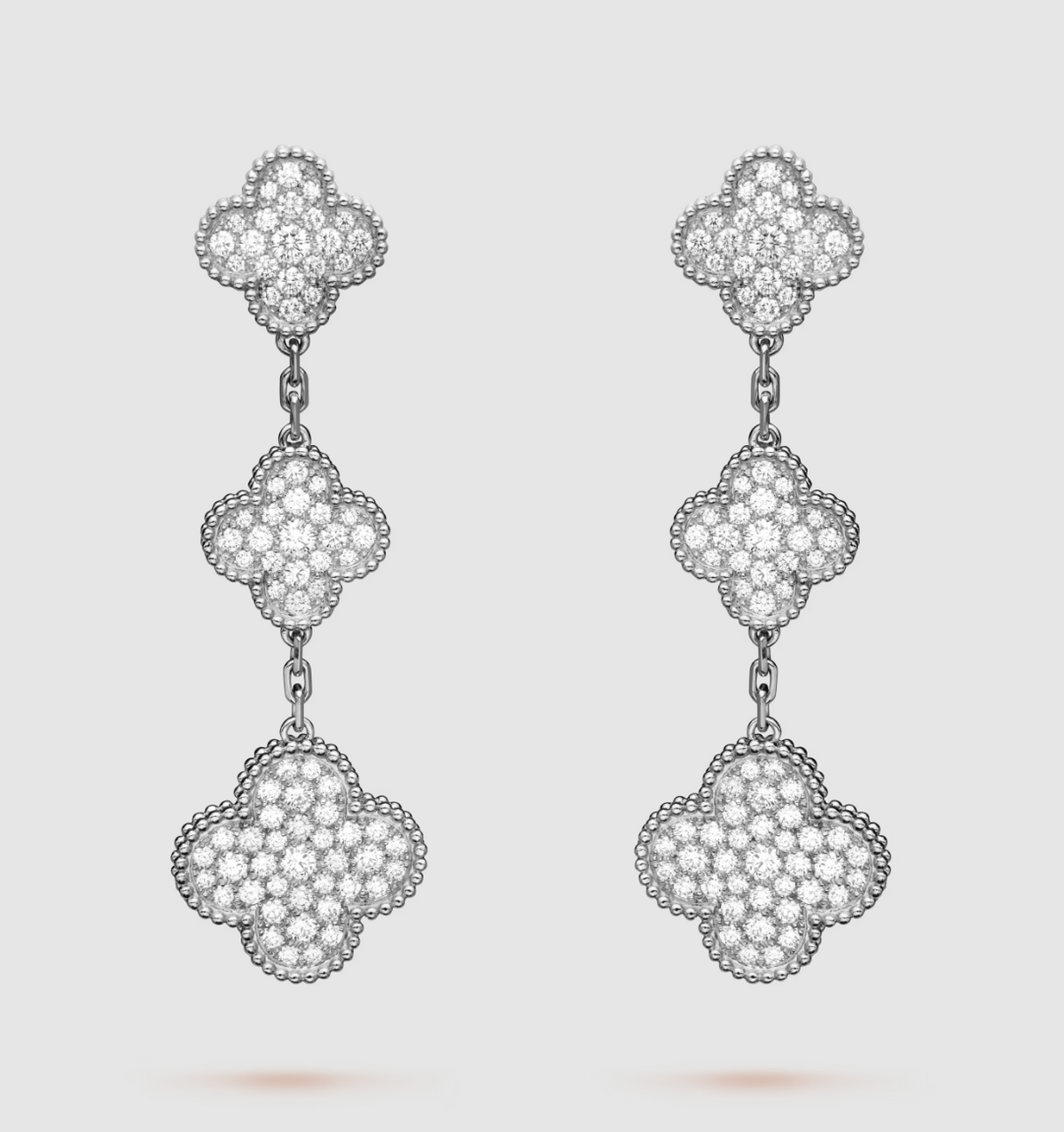 [Garvey ]CLOVER 3 MOTIF DIAMOND SILVER DROP EARRINGS