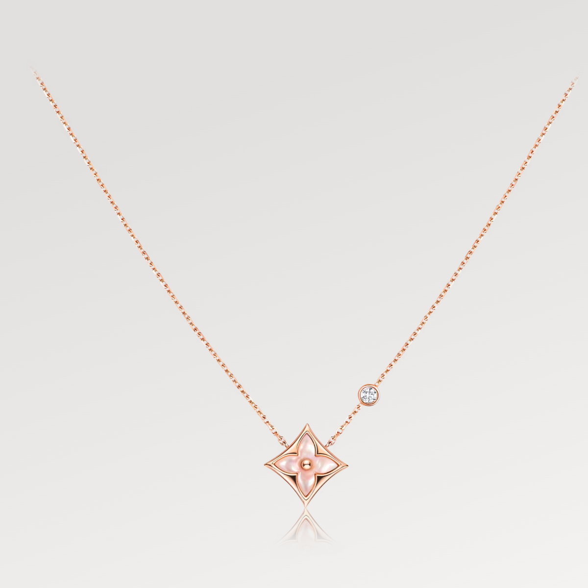 [Garvey ]STAR PINK MOP 1 DIAMOND PINK GOLD NECKLACE