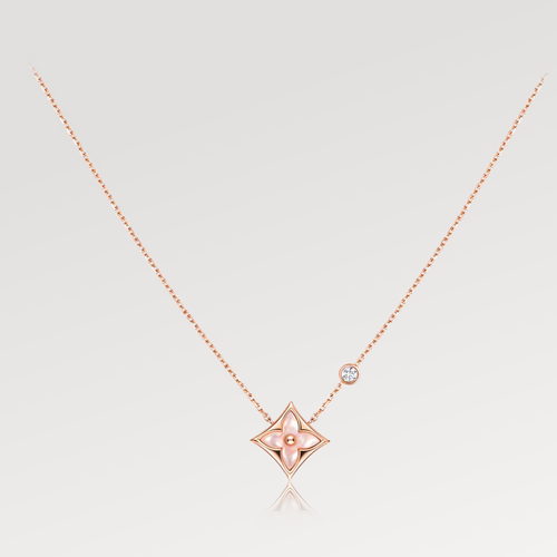 [Garvey ]STAR PINK MOP 1 DIAMOND PINK GOLD NECKLACE