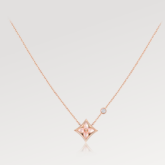 [Garvey]STAR PINK MOP 1 DIAMOND ROSE GOLD NECKLACE