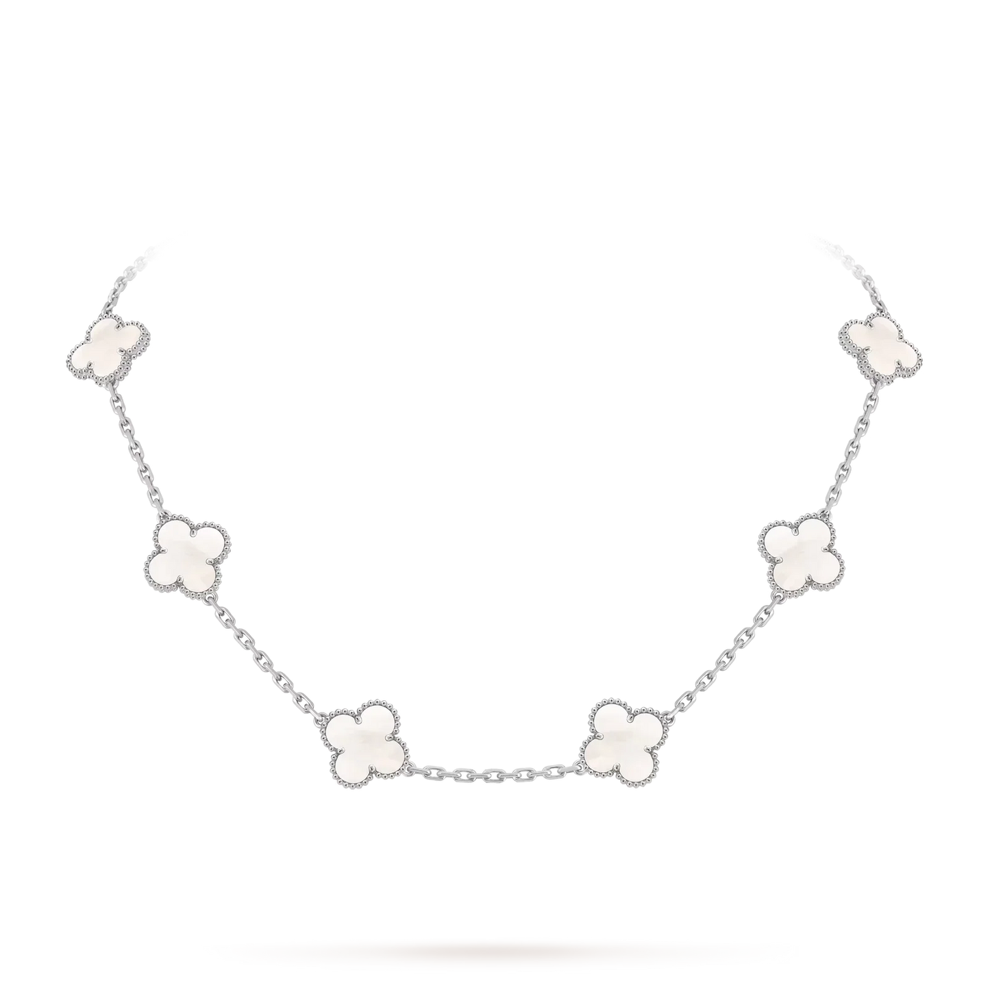 [Garvey]CLASSIC LUCKY 10-MOTIF CLOVER NECKLACE WHITE GOLD COLLECTION