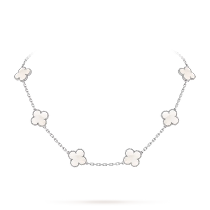 [Garvey]CLASSIC LUCKY 10-MOTIF CLOVER NECKLACE WHITE GOLD COLLECTION