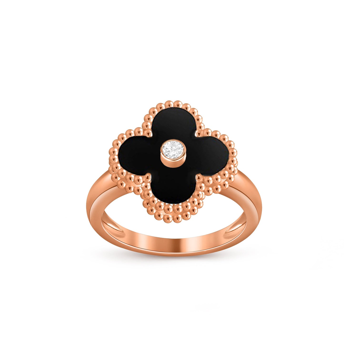 [Garvey]LUCKY CLOVER DIAMOND-ACCENT ROSE GOLD RING COLLECTION